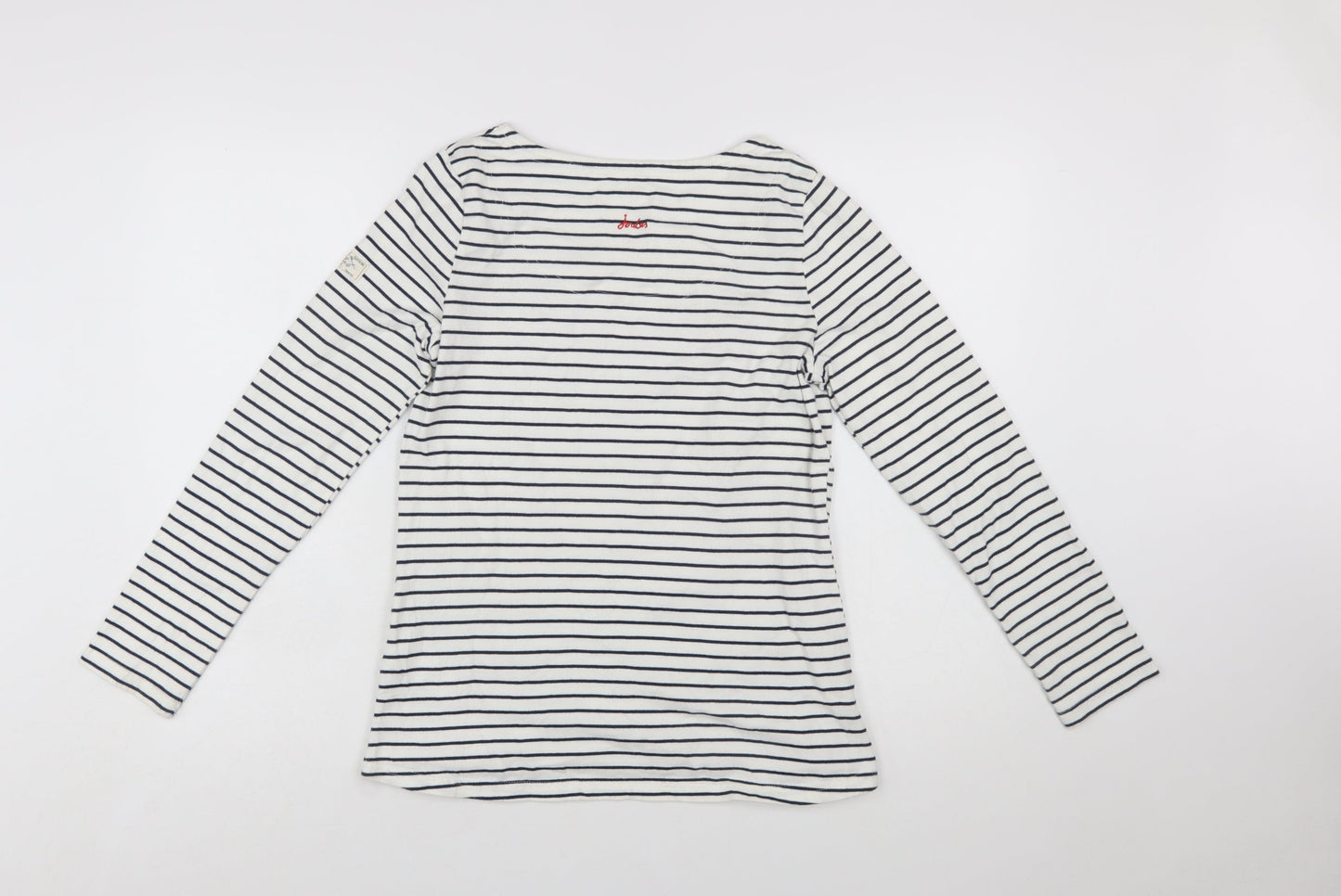 Joules Women’s White Navy Striped Long Sleeve Cotton Top Size 12