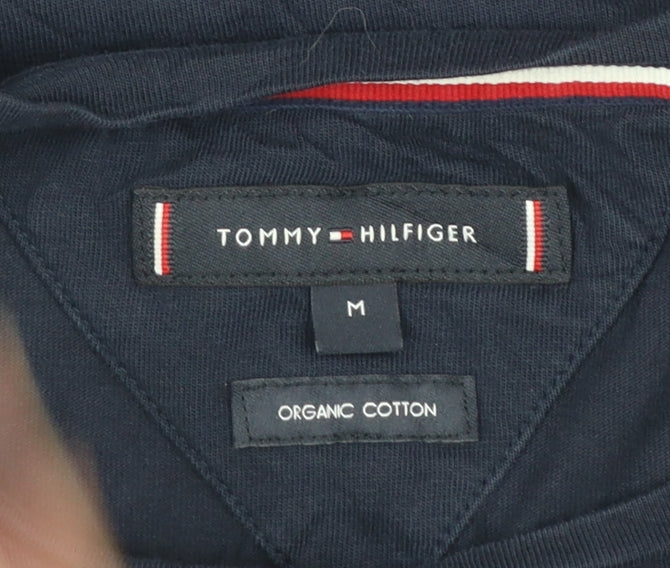 Tommy Hilfiger Men's Blue Logo Organic Cotton Crew Neck T-Shirt M