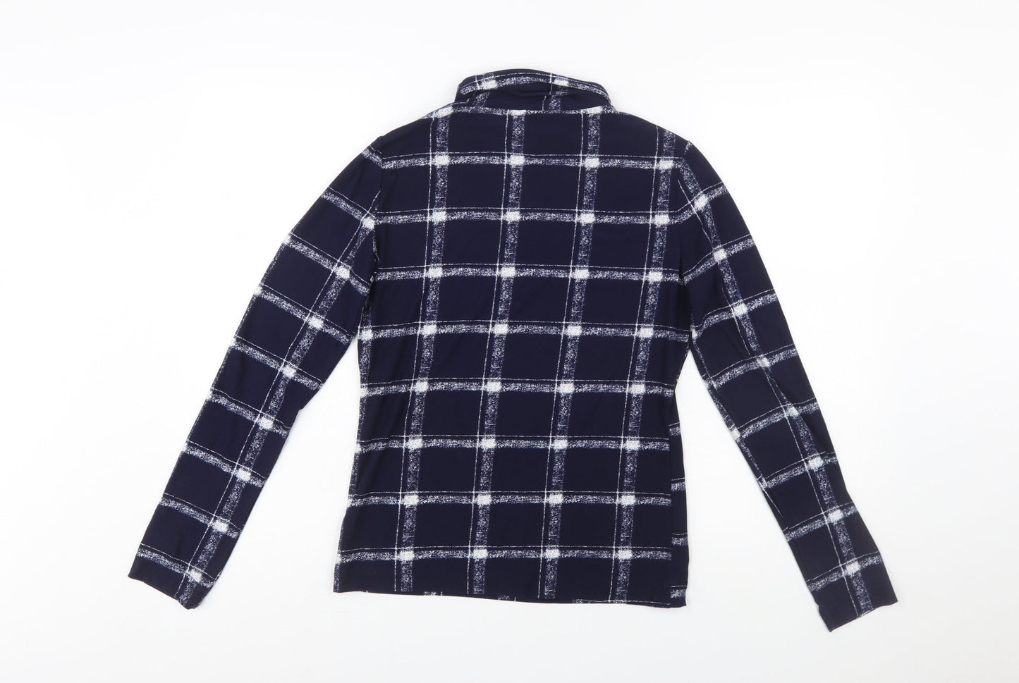 Pebble Bay Women’s Blue Check Roll Neck Long Sleeve Top Size 12