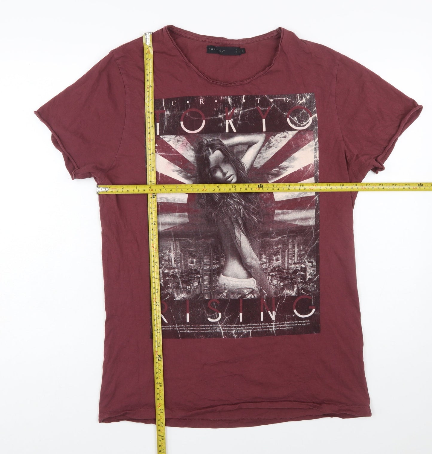 Crafted Men’s Red Tokyo Rising Graphic Print T-Shirt Size L