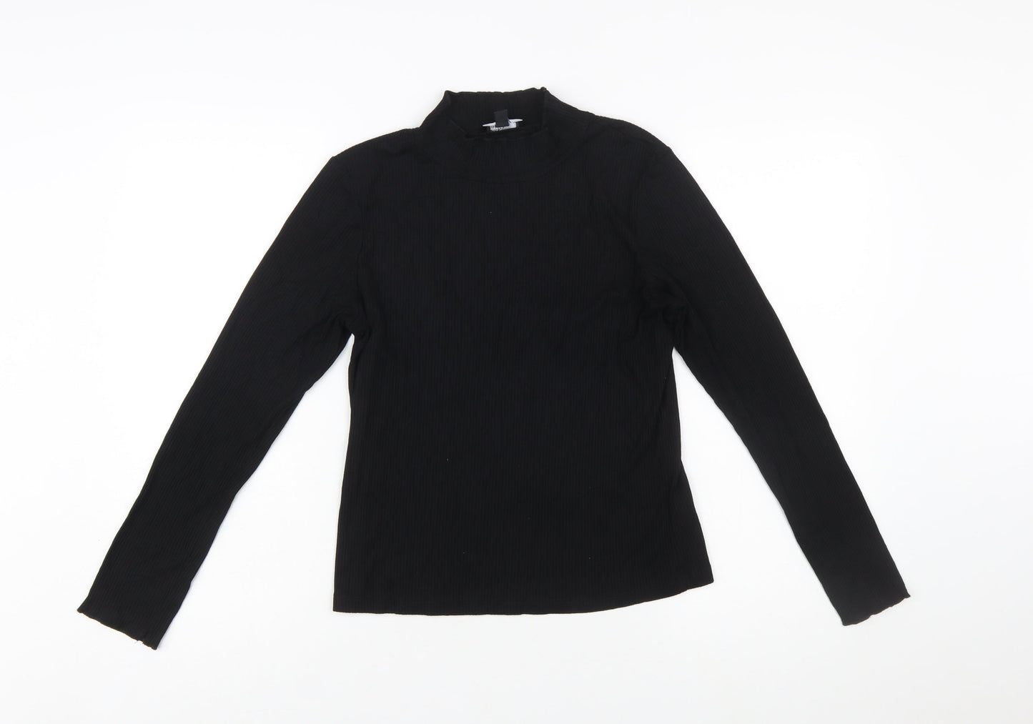 Nobody’s Child Women’s Black Mock Neck Long Sleeve Slim Fit Top Size 14
