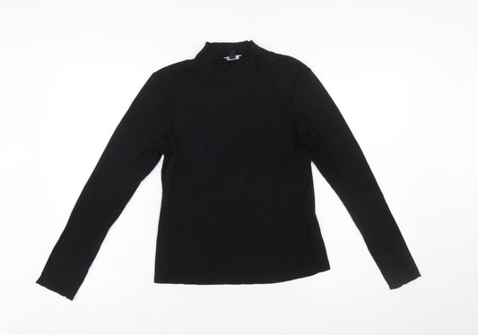 Nobody’s Child Women’s Black Mock Neck Long Sleeve Slim Fit Top Size 14