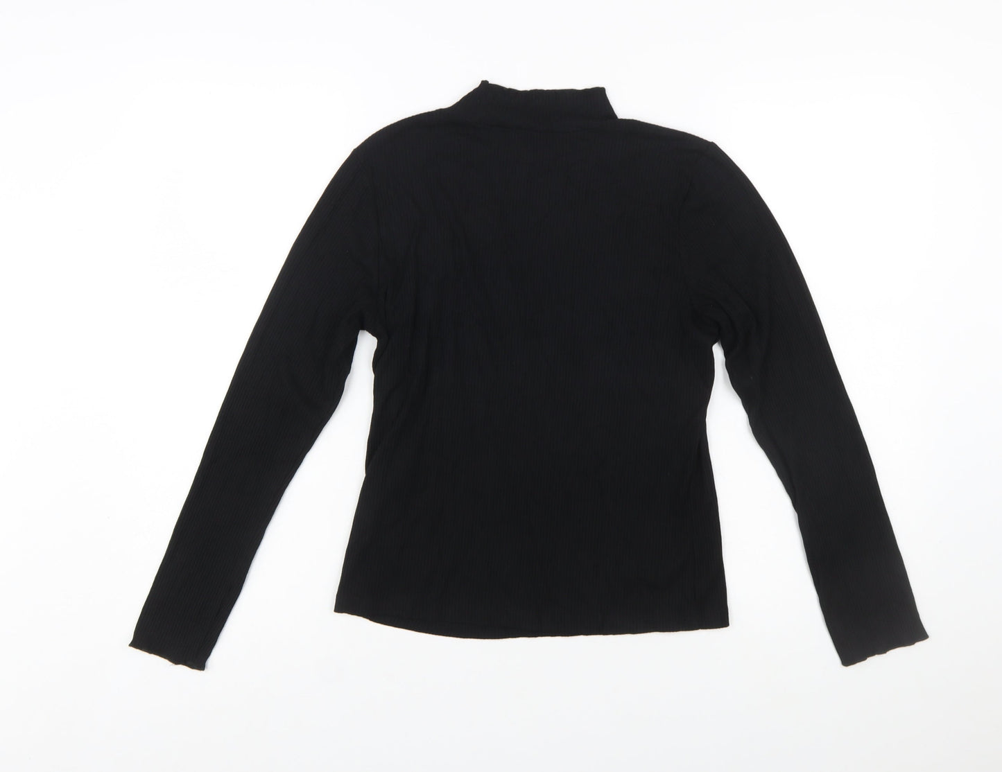 Nobody’s Child Women’s Black Mock Neck Long Sleeve Slim Fit Top Size 14