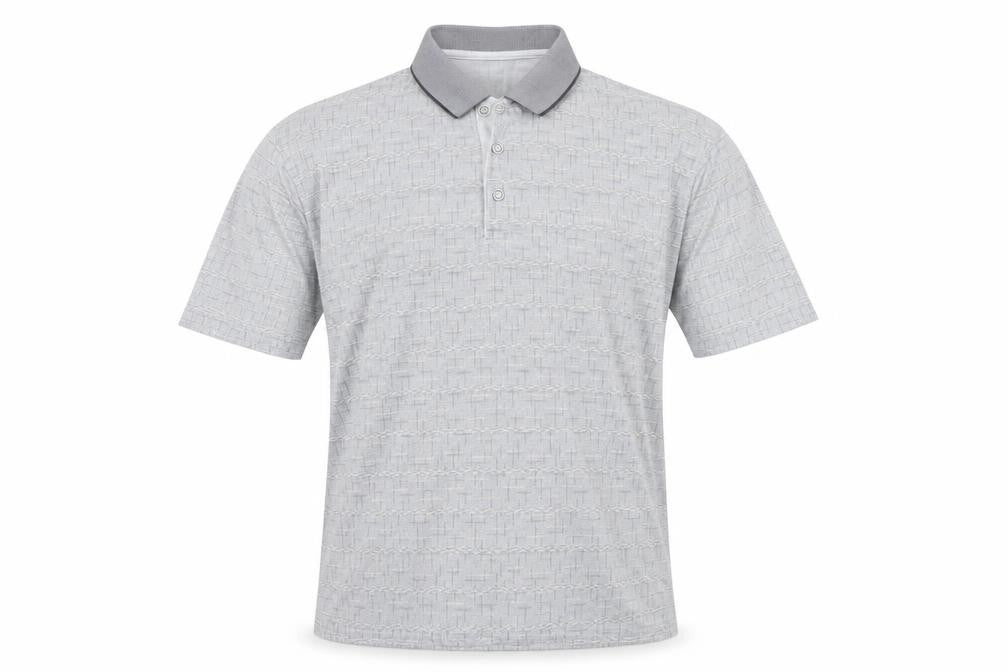 Charles Norton Men's Grey Geometric Polo Shirt XL Short Sleeve