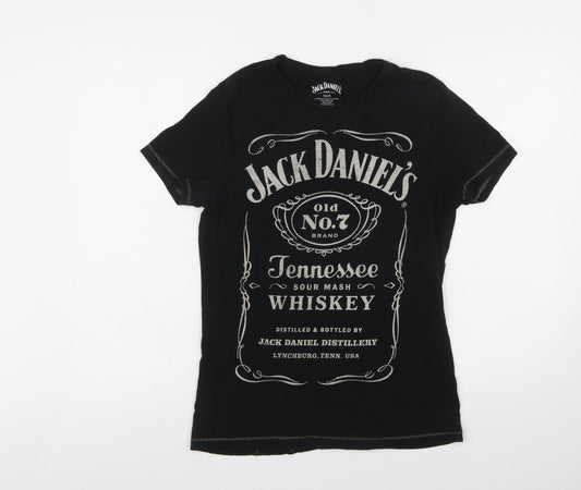 Jack Daniel's Women's Black Cotton T-Shirt M Short Sleeve Graphic Tee