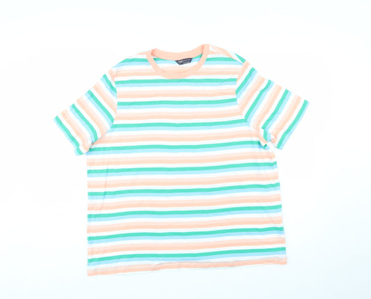 Marks and Spencer Womens Multicoloured Striped Cotton T-Shirt Size 20