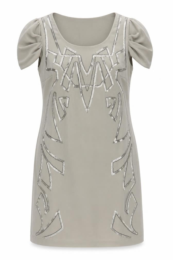 Marks & Spencer Women Beige Size 14 Sequin Shift Dress