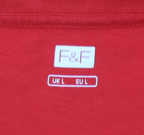 F&F Men's Red Cymru Rugby Team Graphic T-Shirt Size L