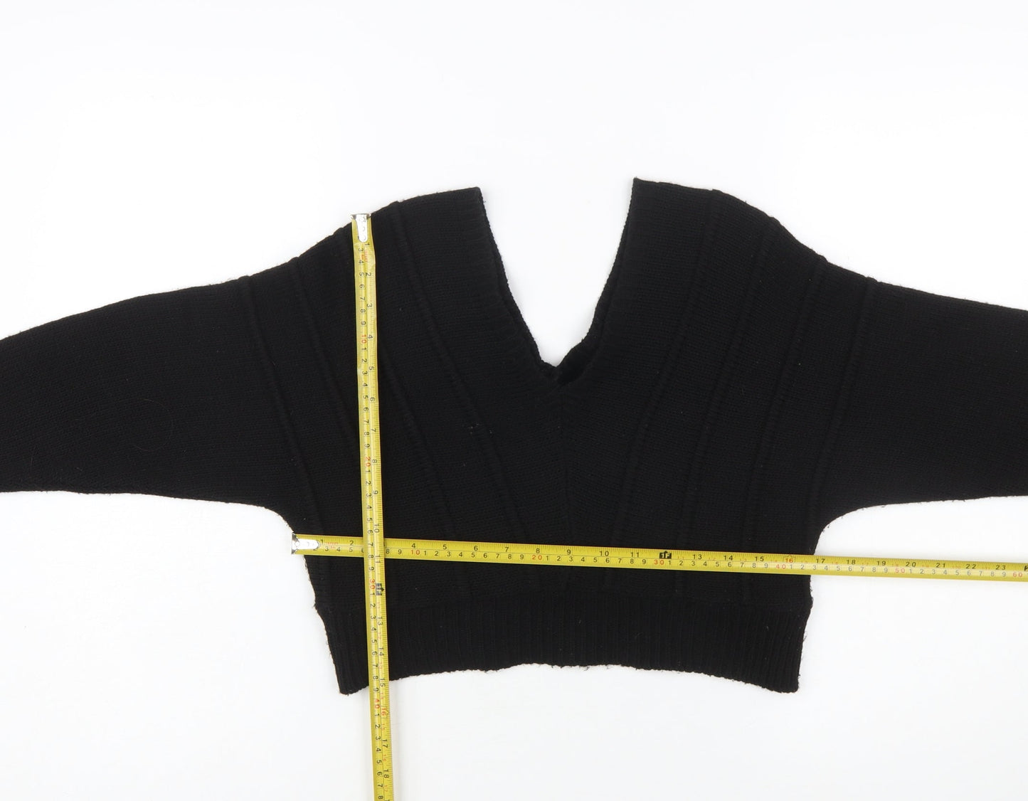 boohoo Women's Black V-Neck Knit Pullover Jumper Size M