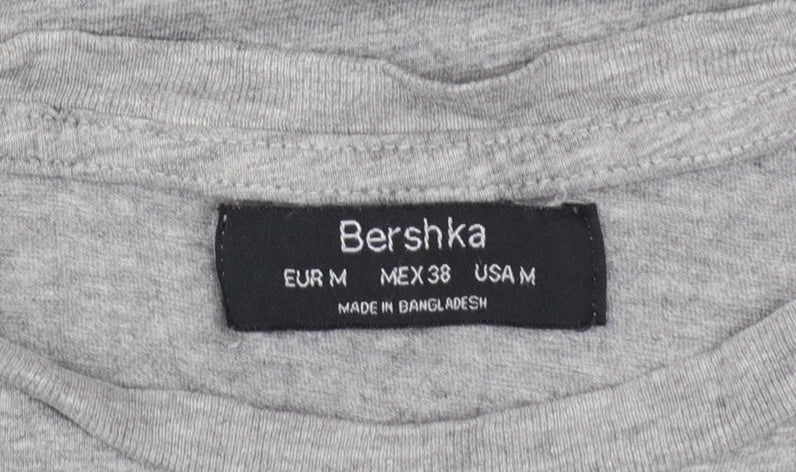 Bershka Women’s Grey Resist Graphic Cotton T-Shirt Size 12
