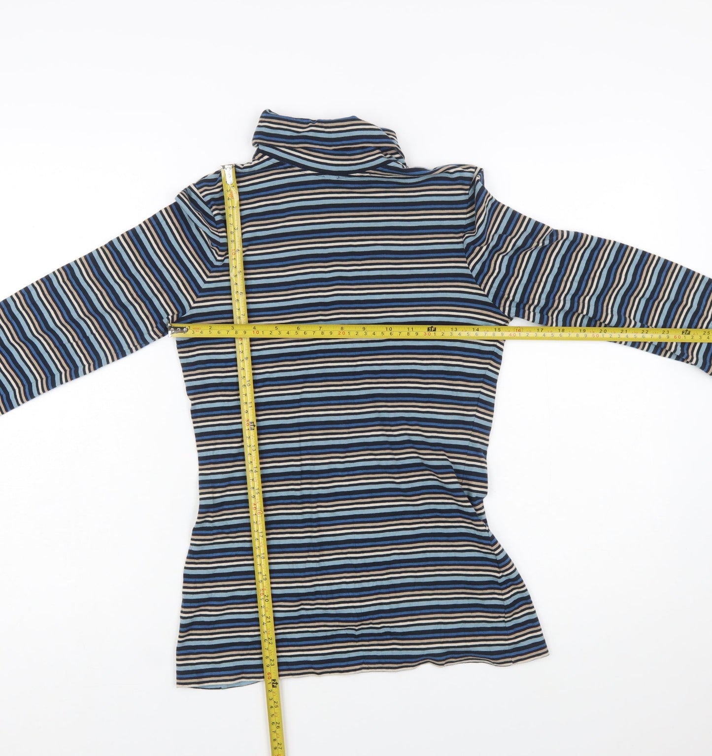 Seasalt Cornwall Womens Blue Striped Roll Neck Jersey Top UK 8