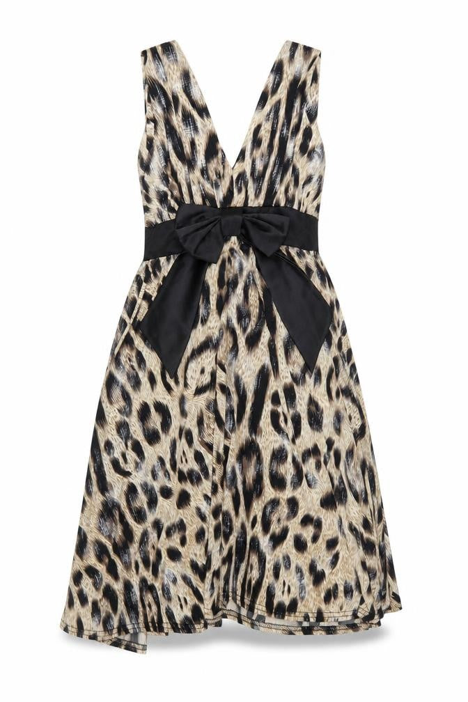 Bay Women Beige Leopard Print Fit & Flare Dress Size 12