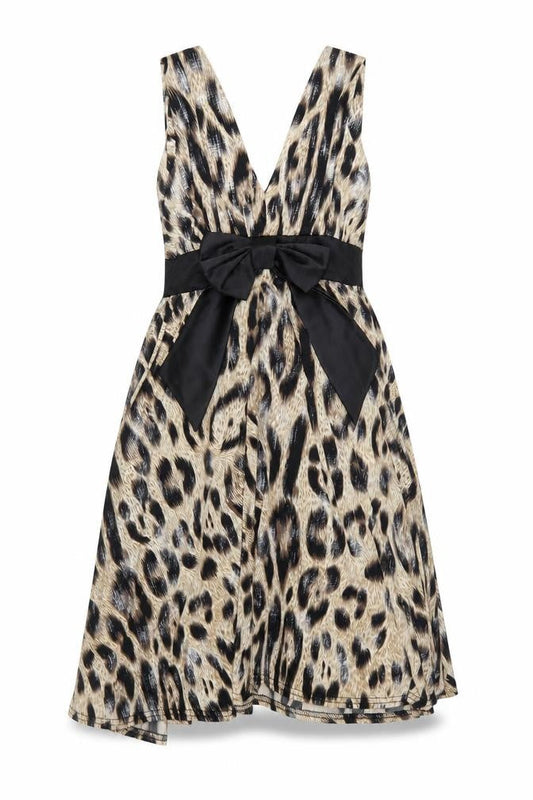 Bay Women Beige Leopard Print Fit & Flare Dress Size 12