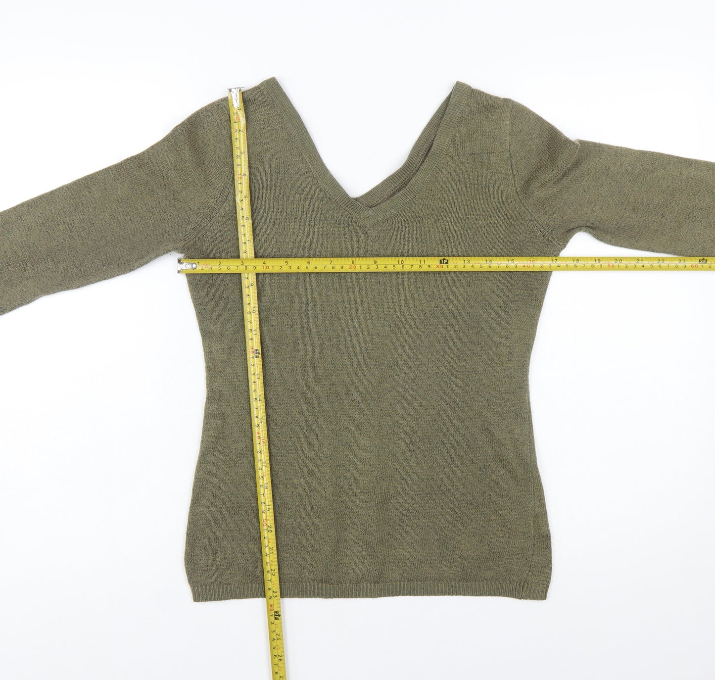 Old Navy Women’s Green V-Neck Long Sleeve Knit Jumper Size M