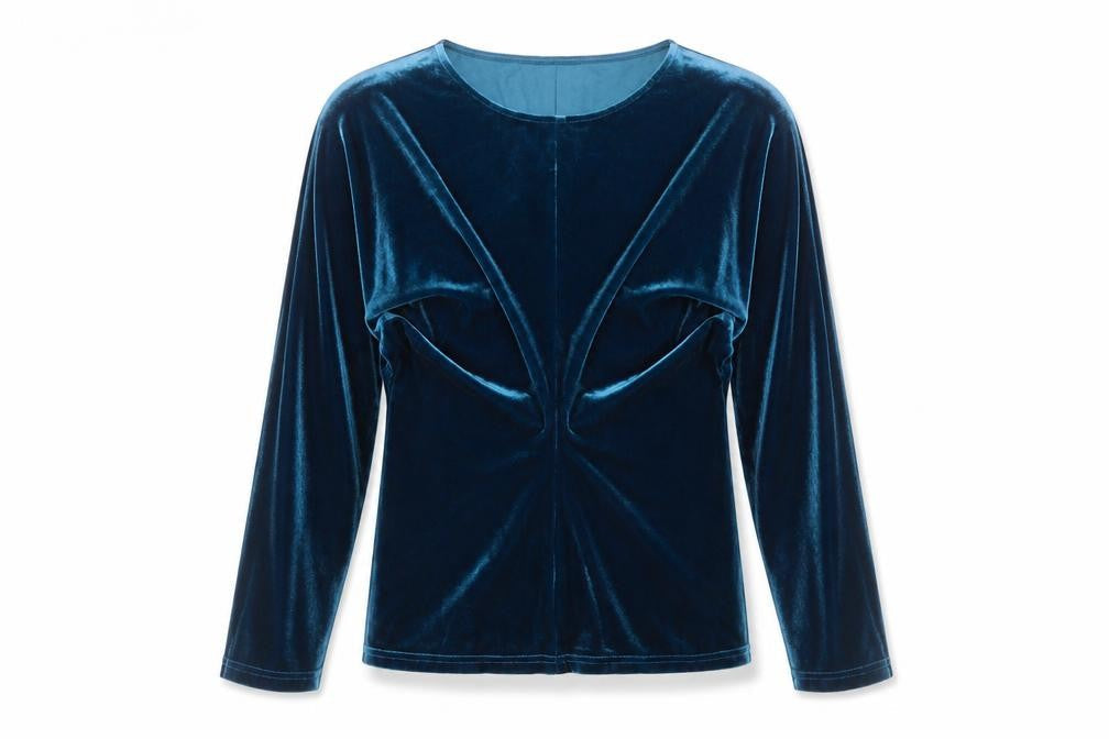 Marks & Spencer Women’s Blue Velvet Long Sleeve Blouse Size 12