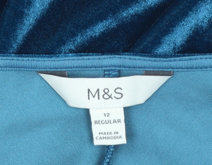 Marks and Spencer Women’s Blue Velvet Long Sleeve Blouse Size 12