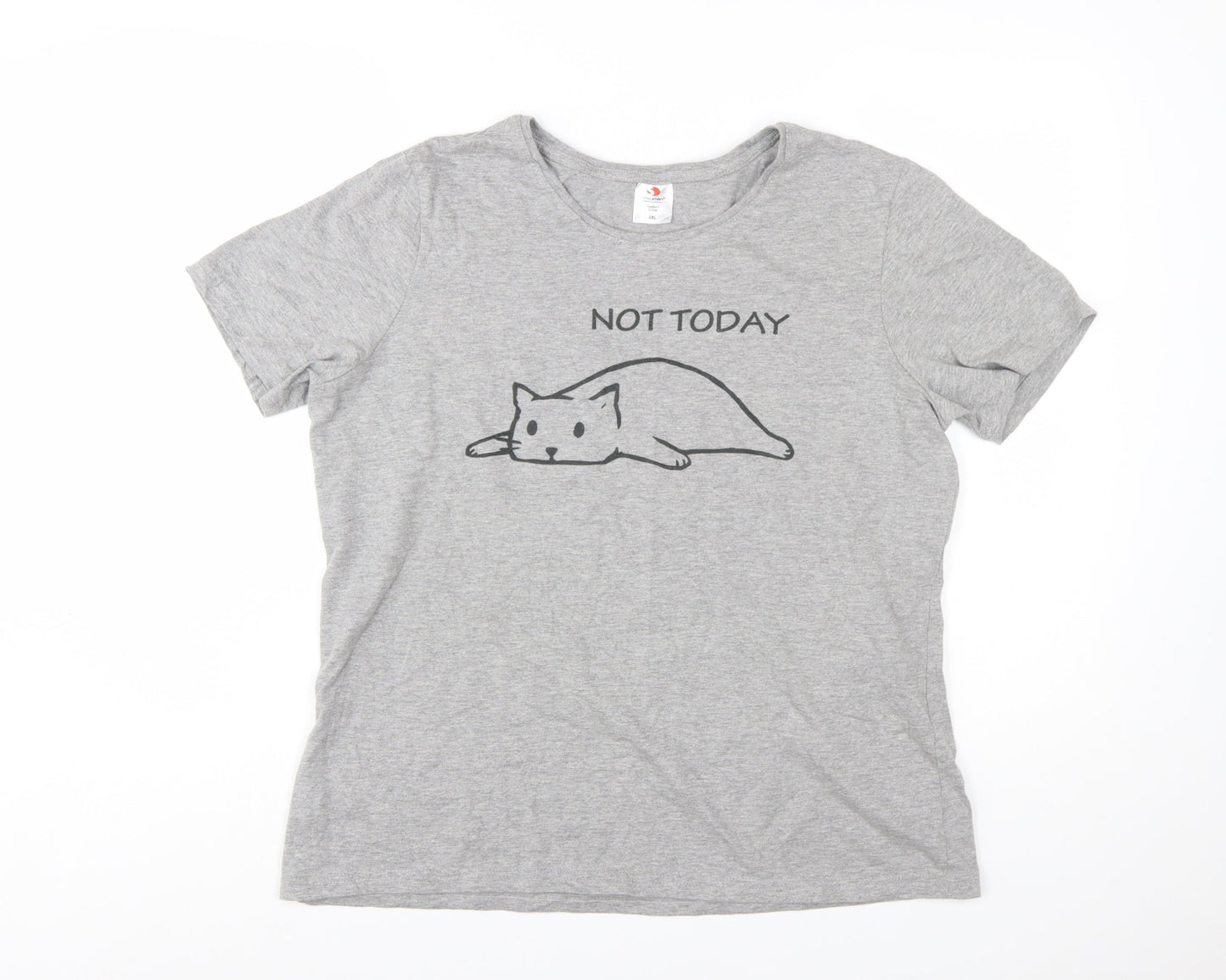 Stedman Women's Grey 2XL Graphic Cat T-Shirt Short Sleeve Casual Top