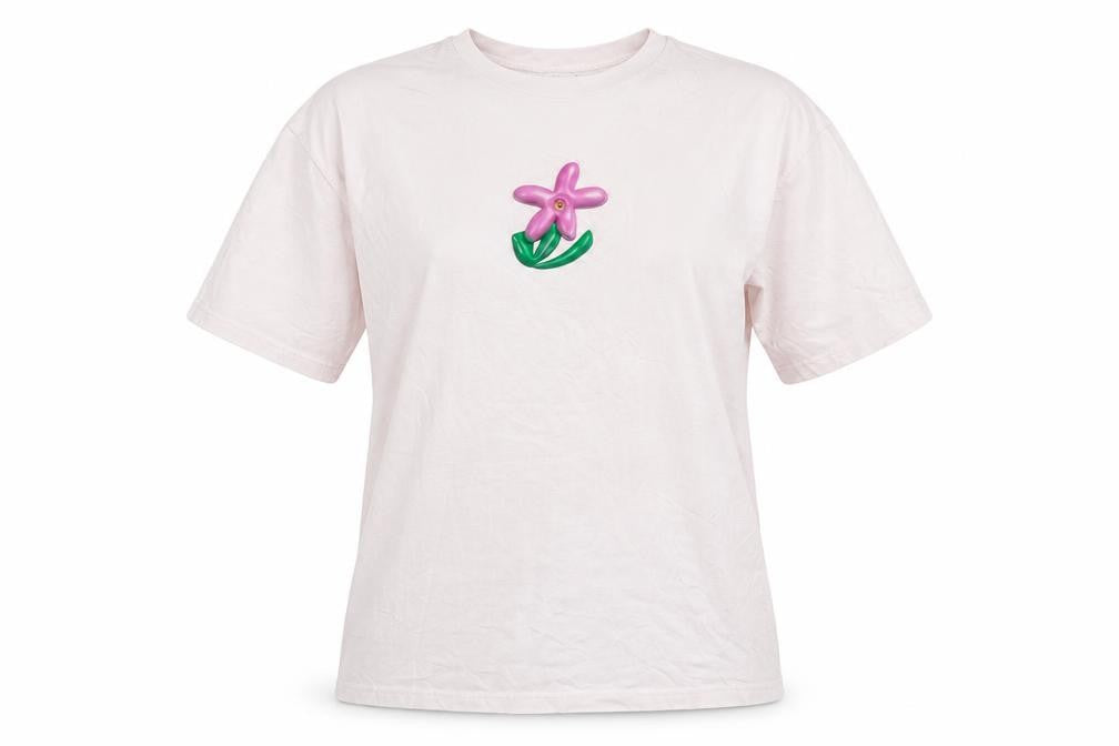 Monki Womens Pink Floral Embroidered Cotton T-Shirt Size S