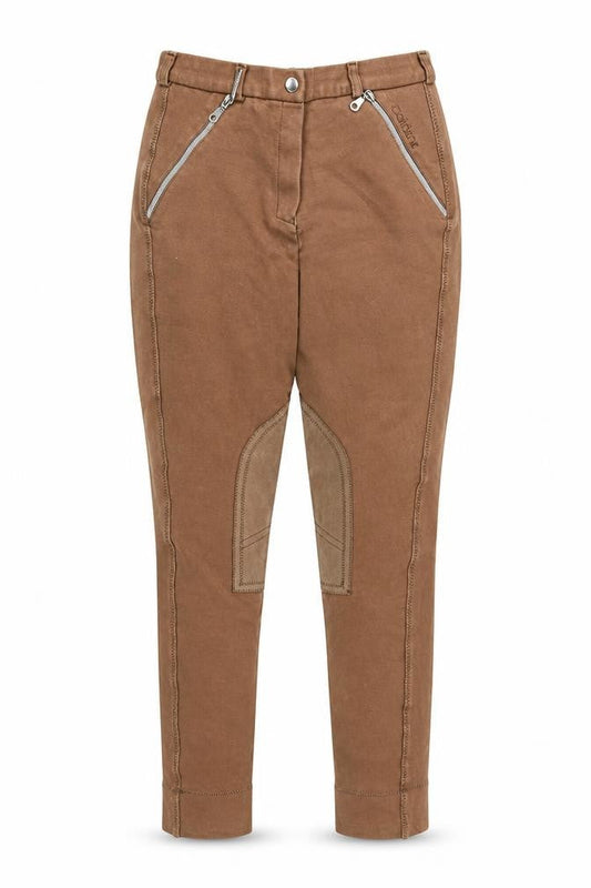 Caldene Womens Brown Jodhpur Riding Leggings Size 6 Stretch Zip Pockets