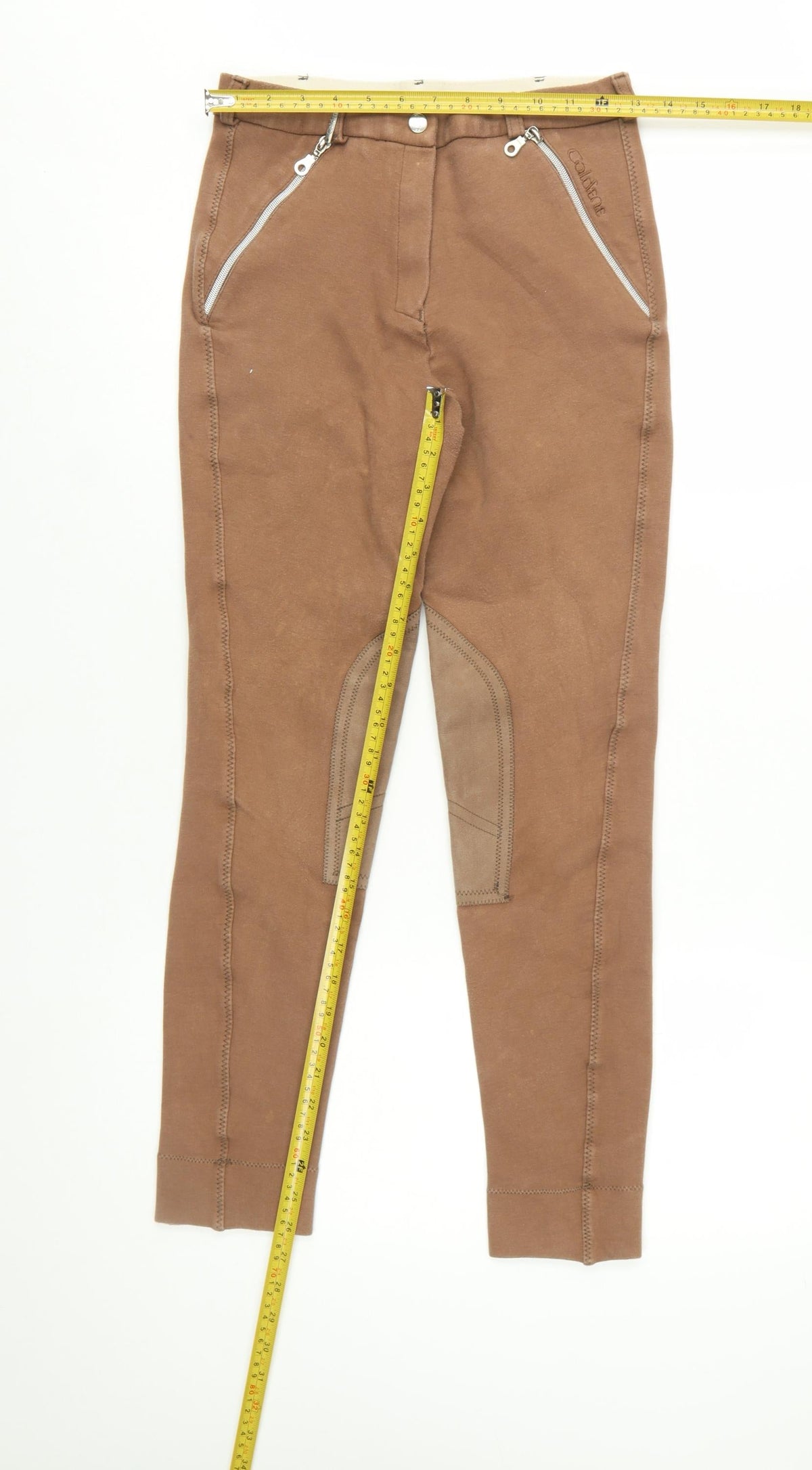 Caldene Womens Brown Jodhpur Riding Leggings Size 6 Stretch Zip Pockets