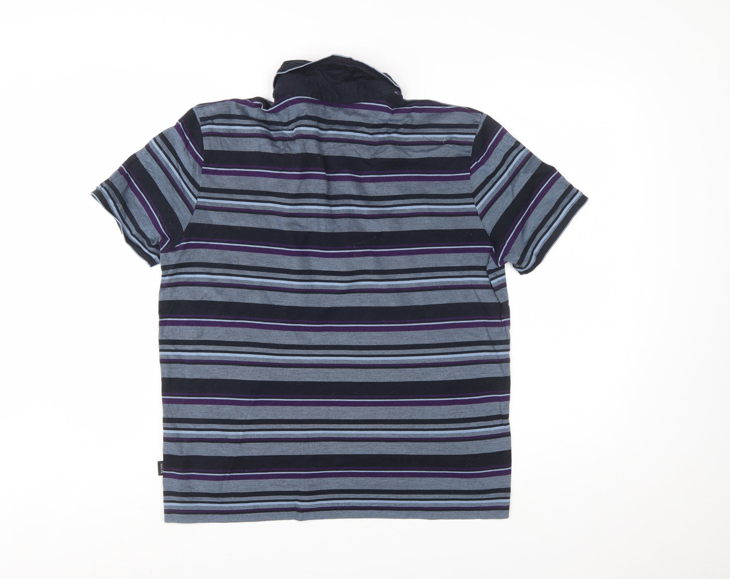 Hugo Boss Men's Blue Striped Regular Fit Cotton Polo Shirt Size M
