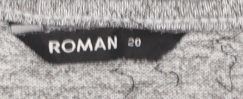 Roman Women Grey Floral 3/4 Sleeve Pullover Jumper Size 20