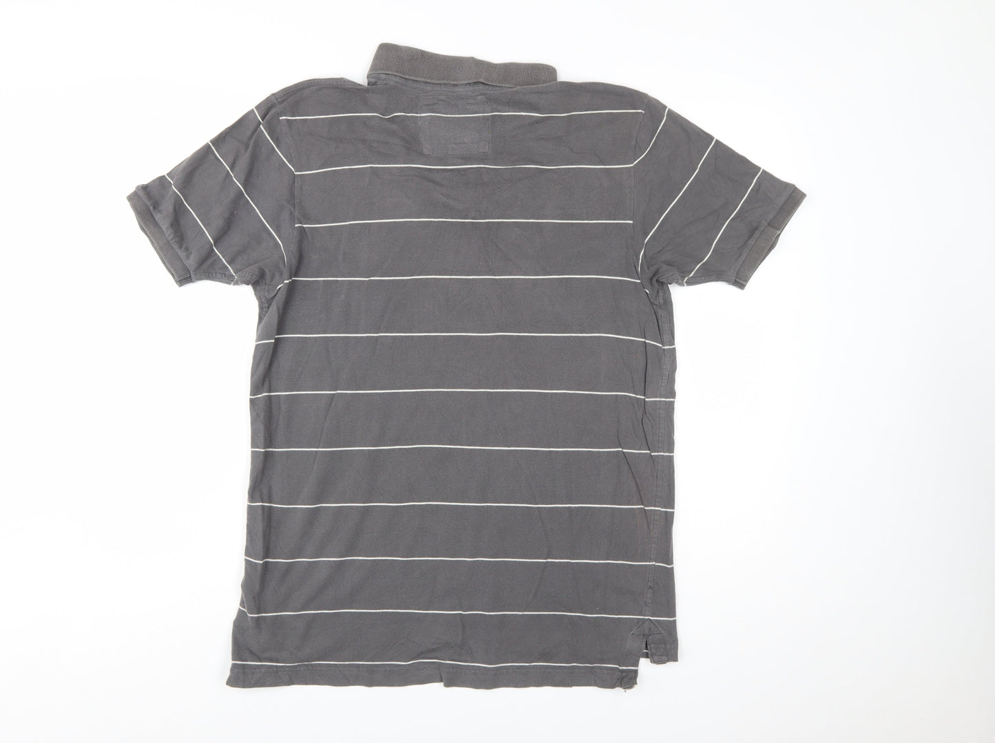 Abercrombie & Fitch Men’s Grey Striped Cotton Polo Shirt Size L