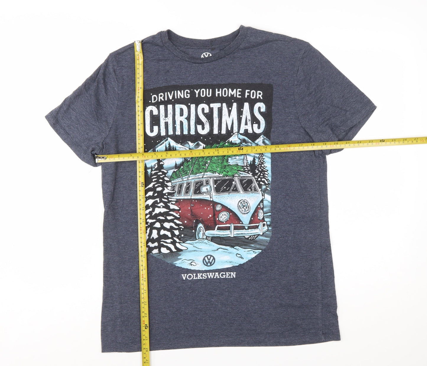 Tu Men’s Blue Volkswagen Christmas Graphic T-Shirt Size M