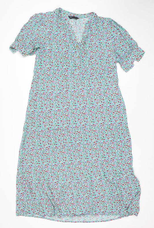 Marks and Spencer Women’s Multicoloured Floral Midi Fit & Flare Dress Size 12