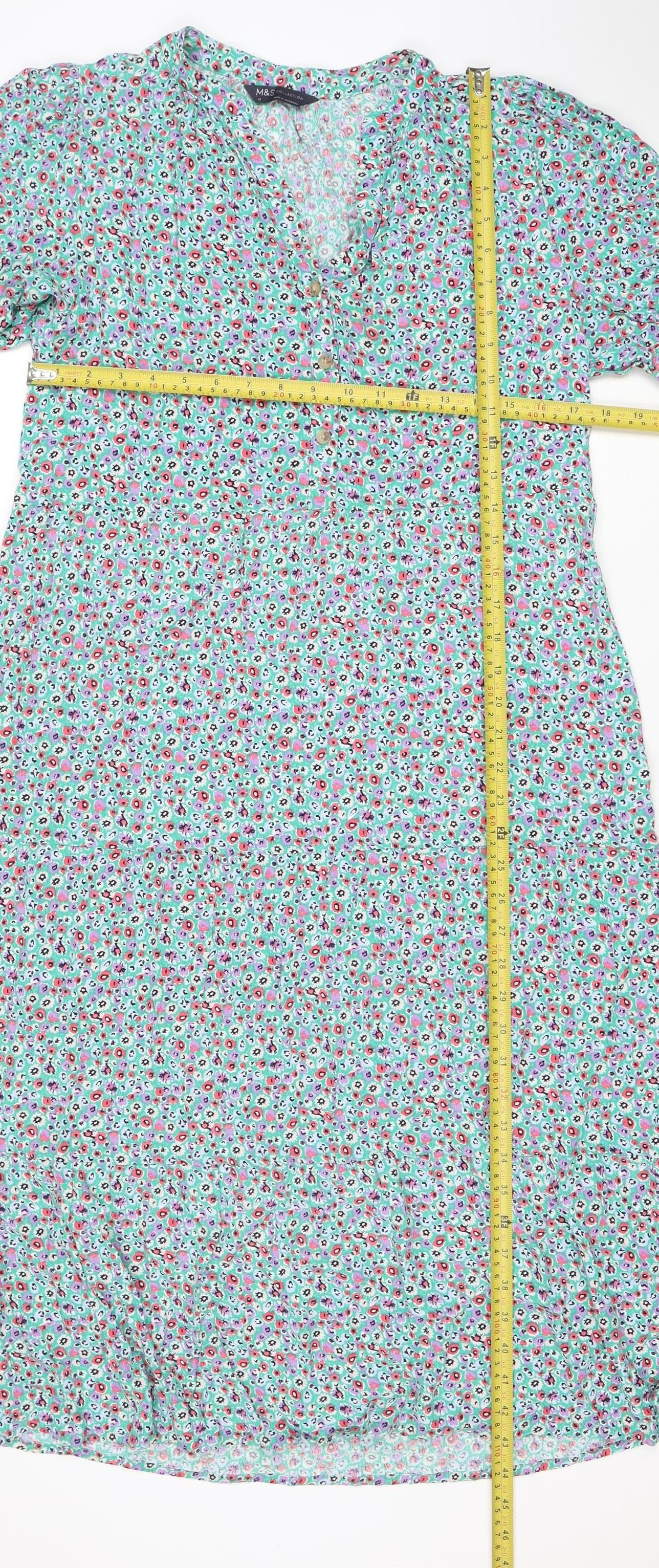 Marks and Spencer Women’s Multicoloured Floral Midi Fit & Flare Dress Size 12