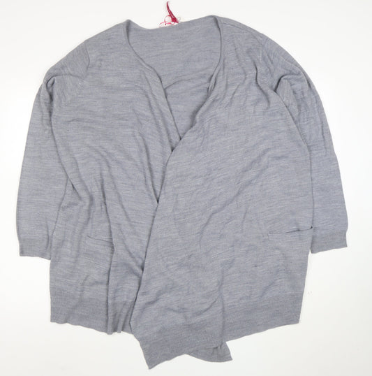 Marisota Women Grey Marl Long Sleeve Open Knit Cardigan Size XL