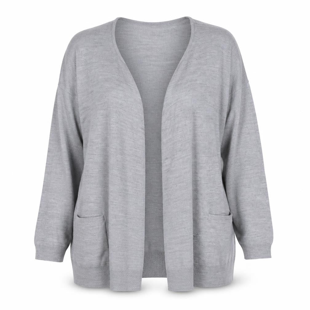 Marisota Women Grey Marl Long Sleeve Open Knit Cardigan Size XL