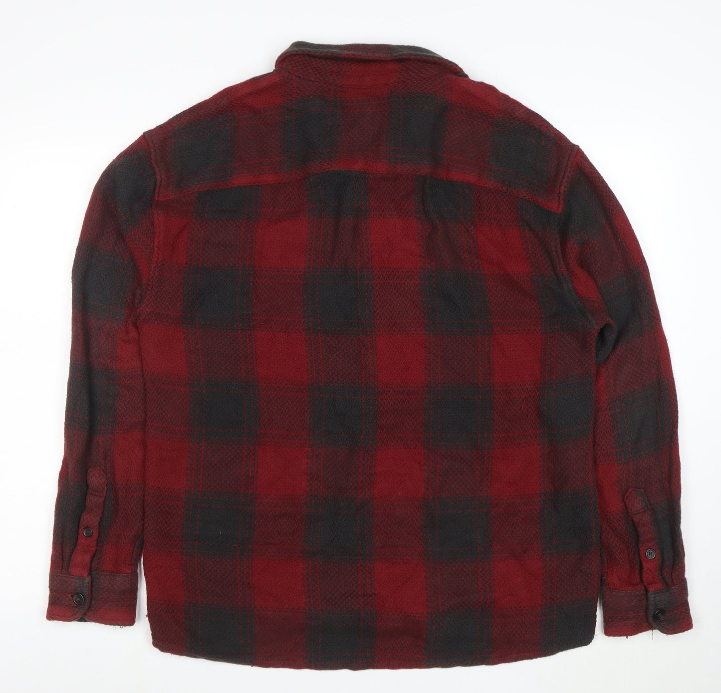 Abercrombie & Fitch Men's Red Plaid Flannel Button-Up Shirt L