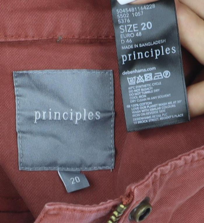 Principles Womens Brown Cotton Military Jacket Size 20