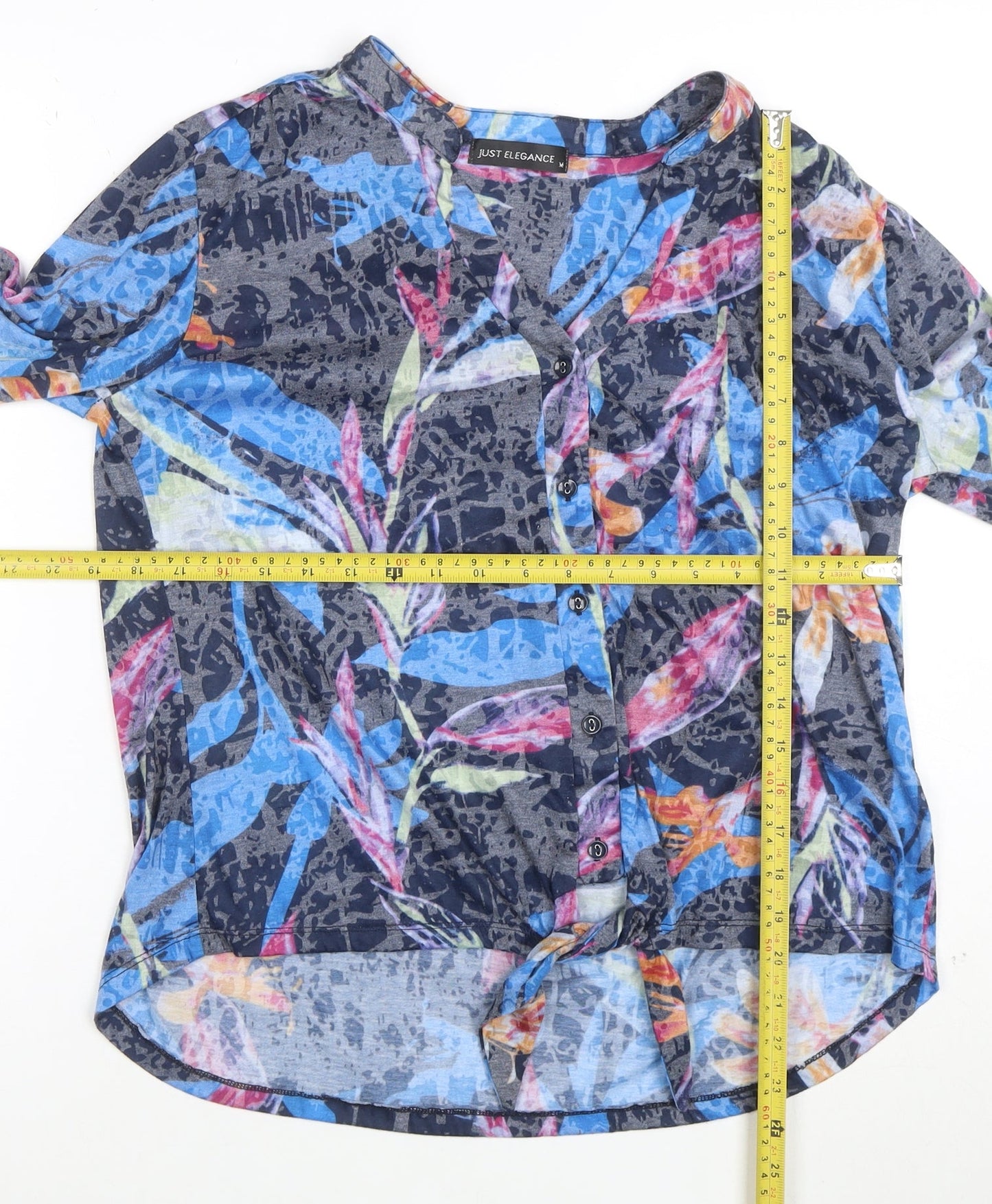 Just Elegance Women's Multicoloured Floral 3/4 Sleeve Button Blouse M