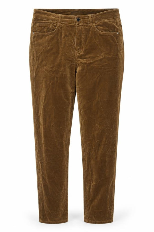 Massimo Dutti Women's Brown Velvet Slim Trousers Size 8