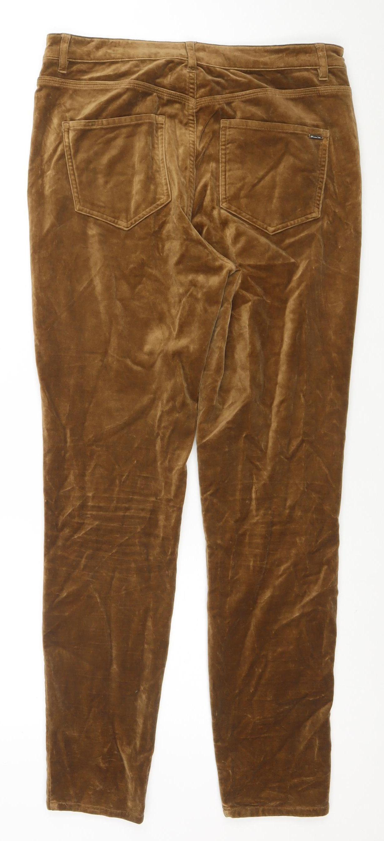 Massimo Dutti Women's Brown Velvet Slim Trousers Size 8