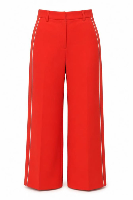 GORGOR Womens Red Wide-Leg Cropped Trousers Size 10