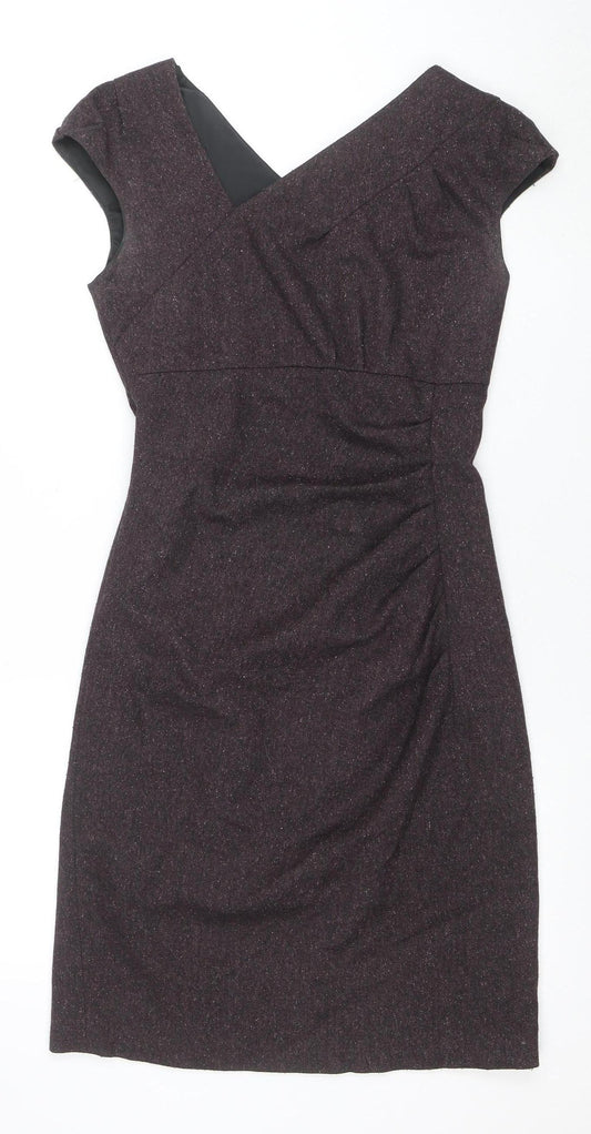 L.K. Bennett Women's Brown Wool Blend Ruched Sheath Dress Size 6