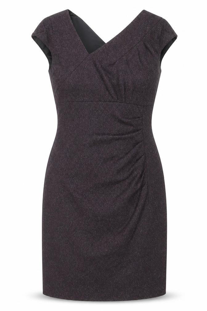 L.K. Bennett Women's Brown Wool Blend Ruched Sheath Dress Size 6