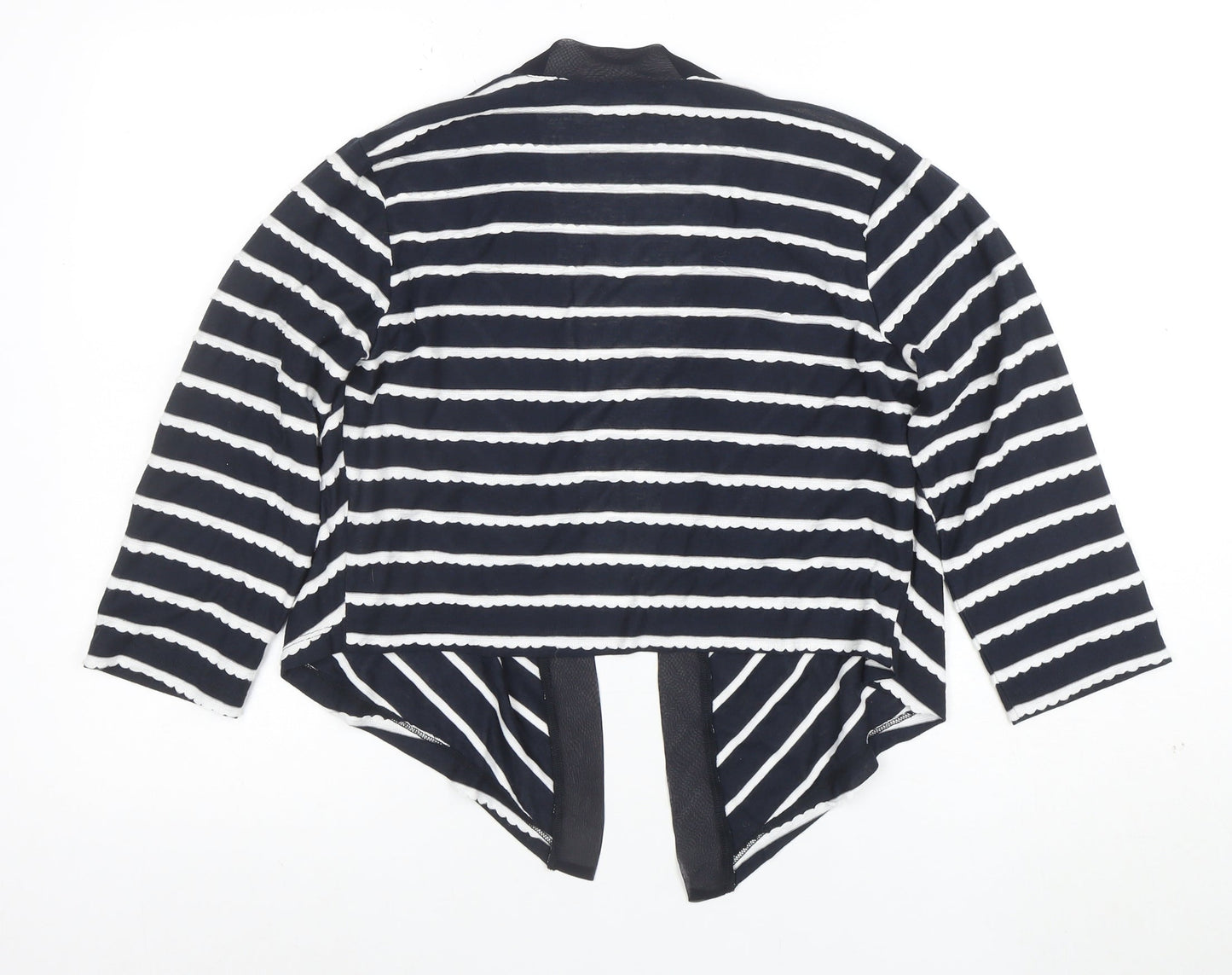 Marks and Spencer Per Una Women's Black Stripe V-Neck Open Cardigan Size 14
