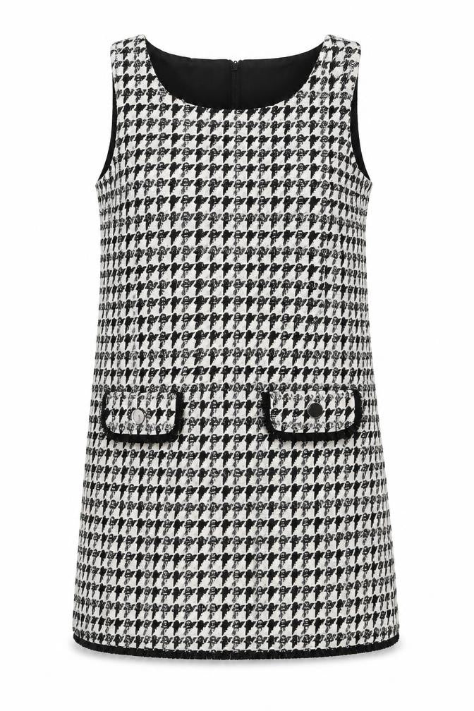Dorothy Perkins Women’s Black Houndstooth Tweed Pinafore Dress Size 12