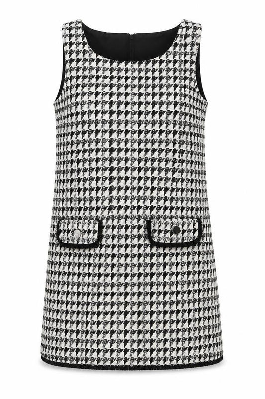 Dorothy Perkins Women’s Black Houndstooth Tweed Pinafore Dress Size 12