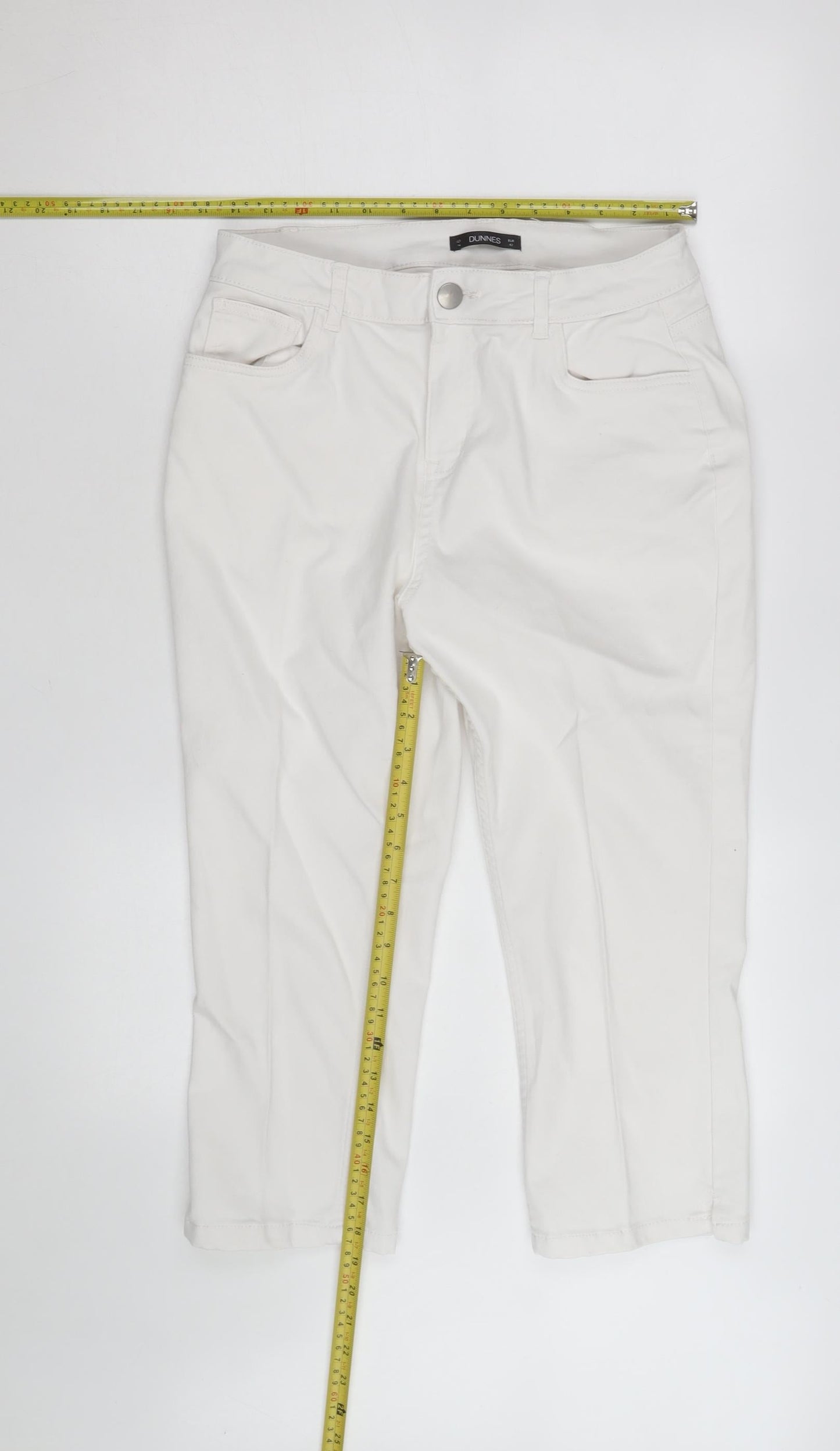 Dunnes Women Ivory Size 14 Straight Fit Stretch Jeans