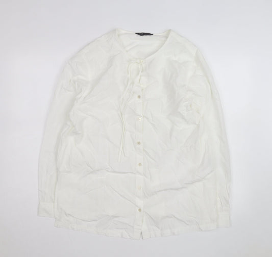 Marks and Spencer Women's White Blouse Size 14 Regular Fit Tunic