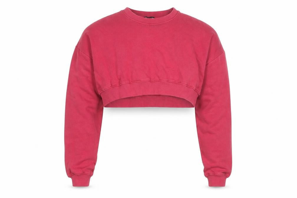 PRETTYLITTLETHING Women’s Pink Cropped Pullover Sweatshirt Size L