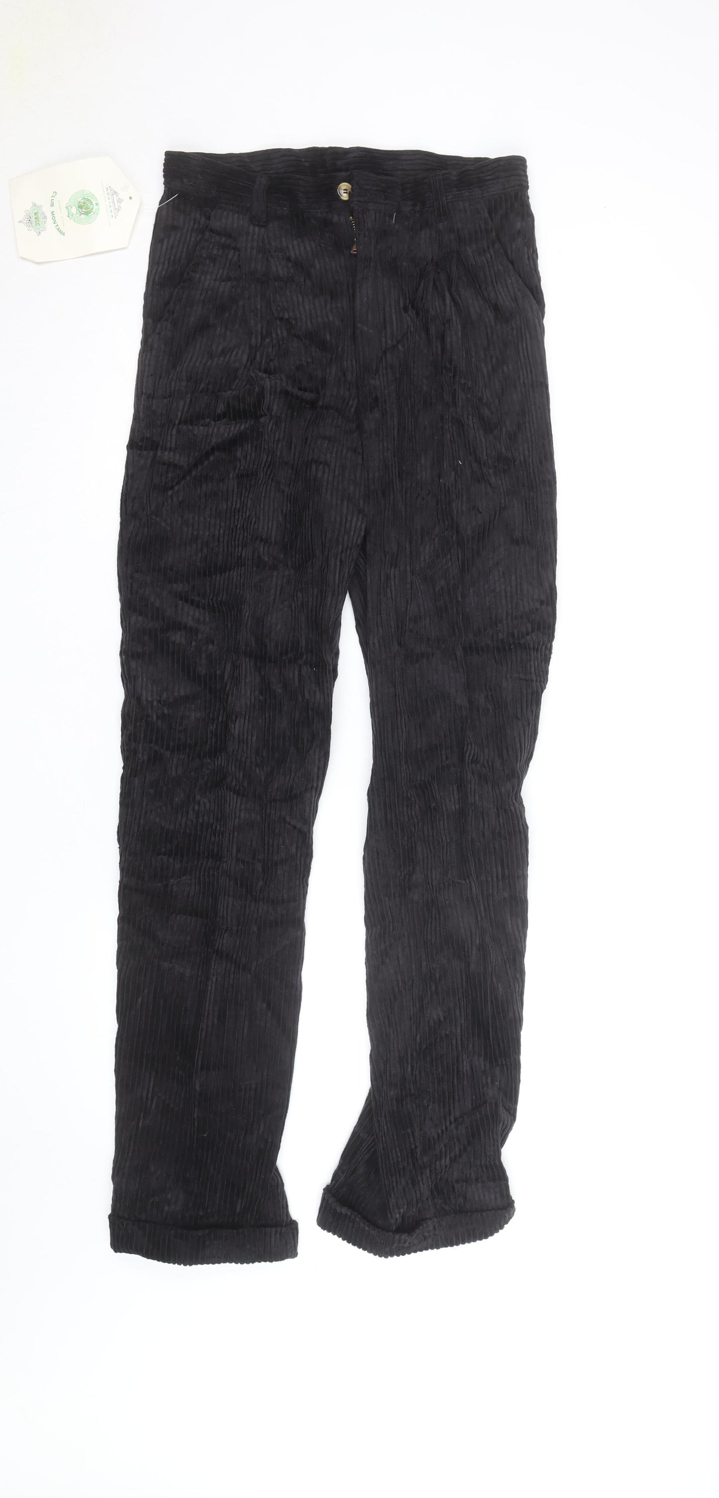Club Montana Men's Black Corduroy Trousers Size 30x33 Regular Fit