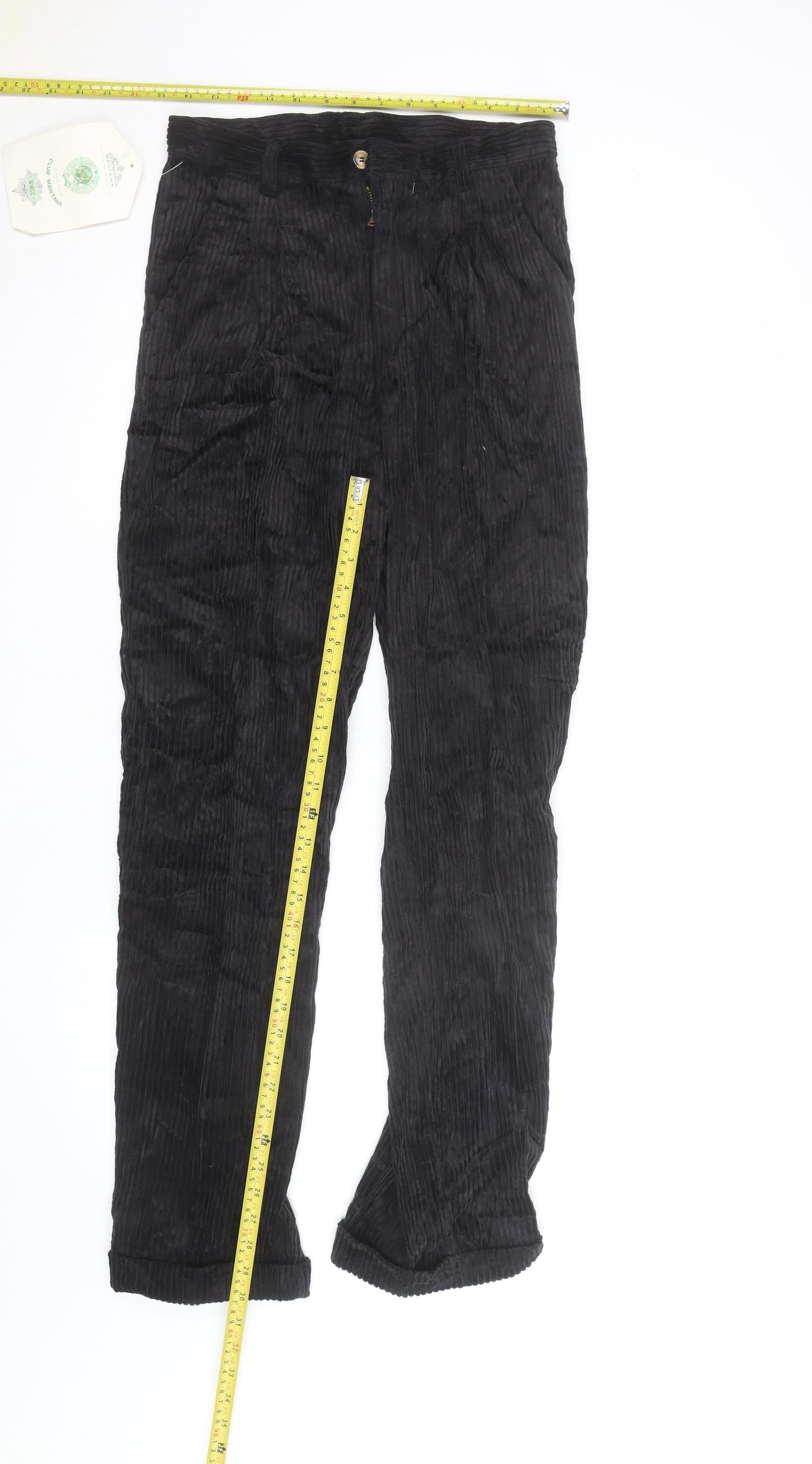 Club Montana Men's Black Corduroy Trousers Size 30x33 Regular Fit