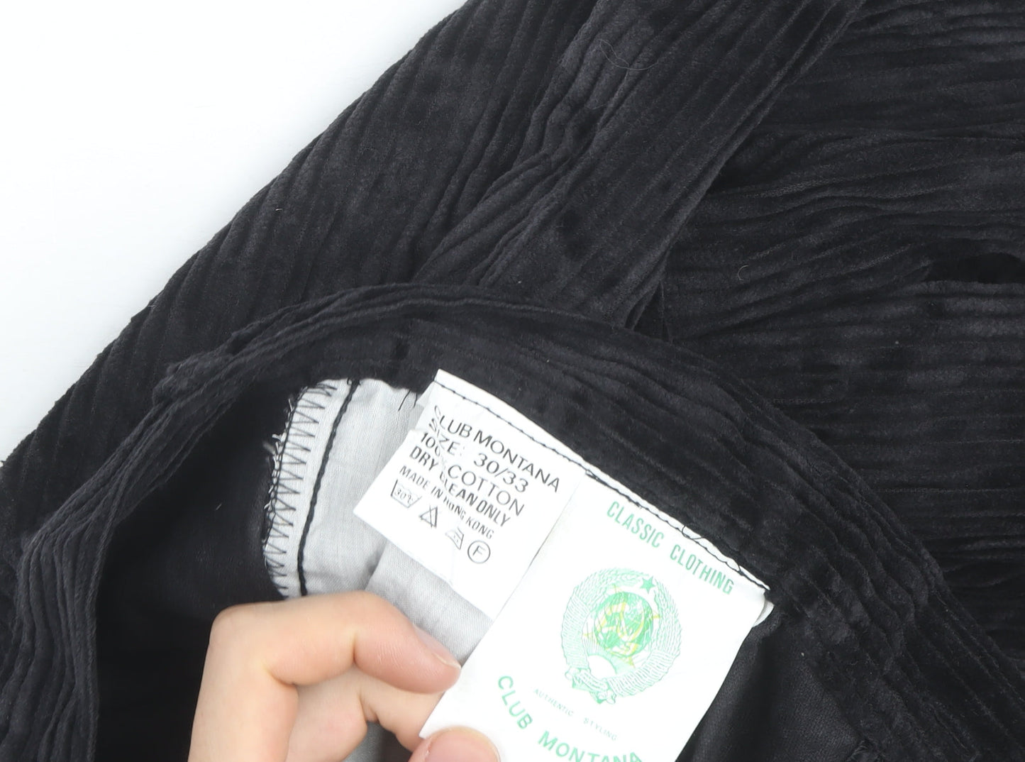 Club Montana Men's Black Corduroy Trousers Size 30x33 Regular Fit