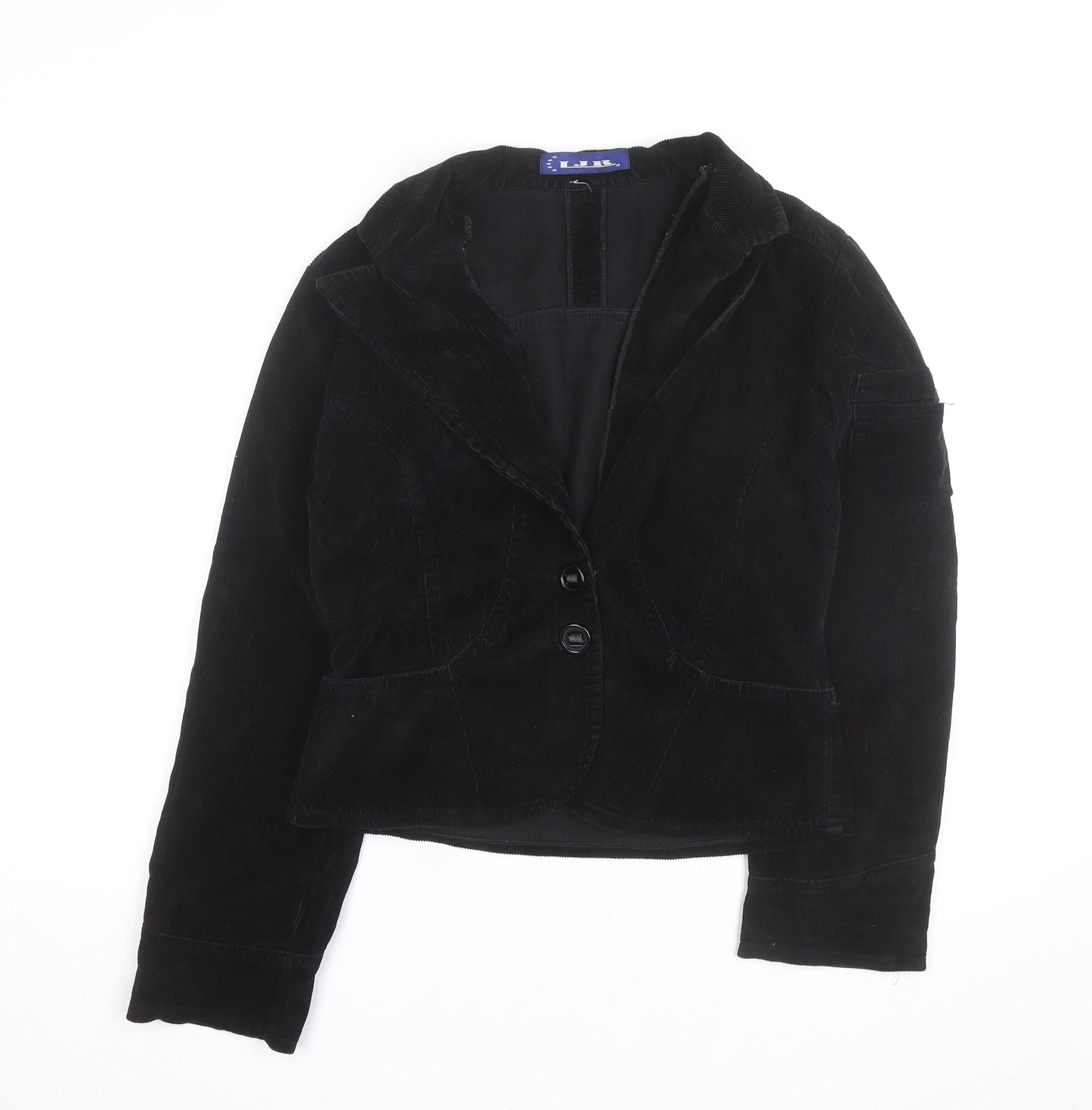 LJR Womens Black Corduroy Blazer Jacket Size 12 Classic Style